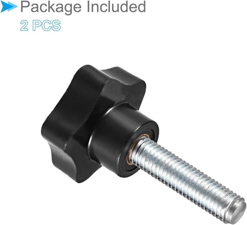 CoCud Star Clamping Knobs, M12 x 60mm Male Thread 61mm Head, Plastic Thumb Screw Grip Hand Knobs Threaded Bolt Black - (Applications: for Lathe Machinery), 2-Pieces - Image 5